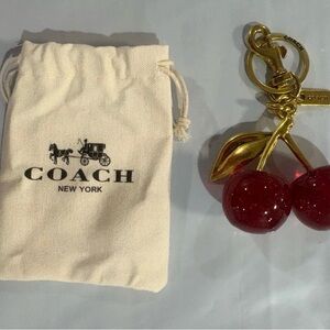 COACH Cherry Keychain Charm in Red and Gold